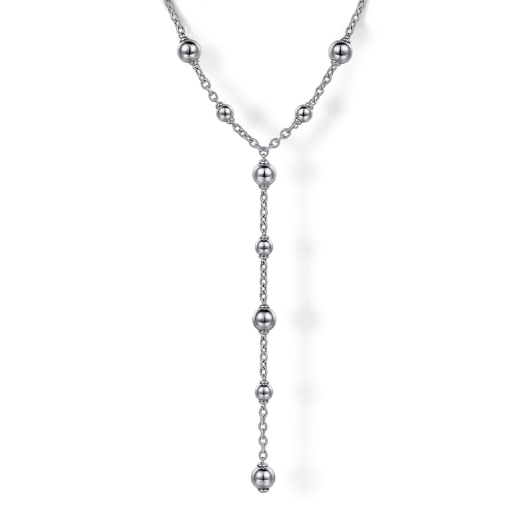925 Sterling Silver Round Beads Necklace - Shot 1