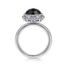 925 Sterling Silver Round Black Onyx Bezel Set Ring with Bujukan Bead Halo