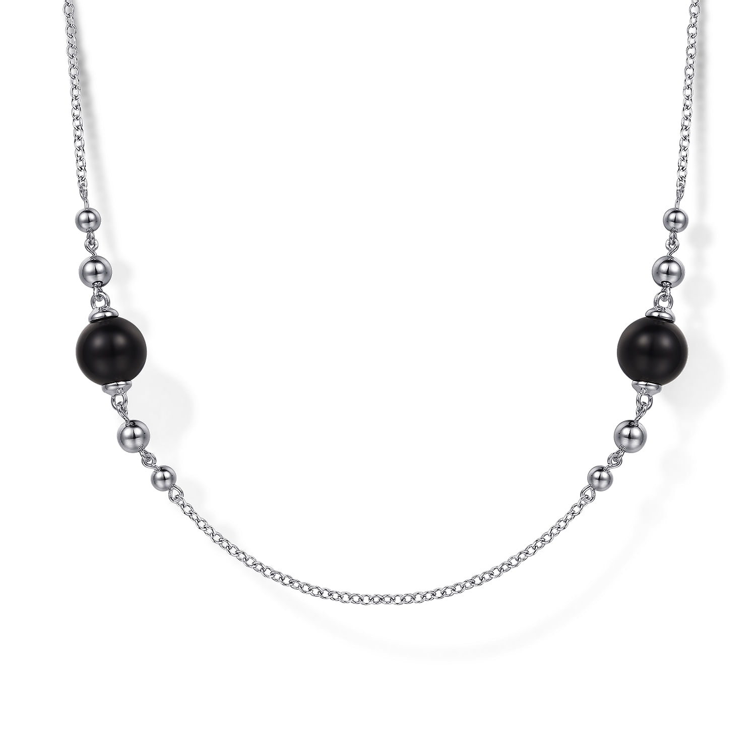 925 Sterling Silver Round Black Onyx Bujukan Necklace