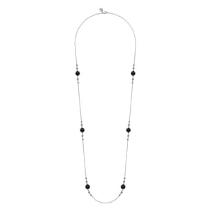 925 Sterling Silver Round Black Onyx Bujukan Necklace