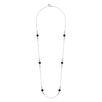 925 Sterling Silver Round Black Onyx Bujukan Necklace
