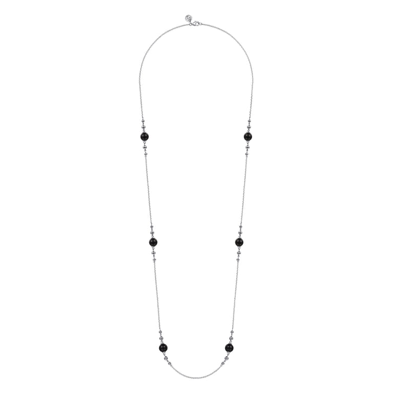 925 Sterling Silver Round Black Onyx Bujukan Necklace - Shot 2