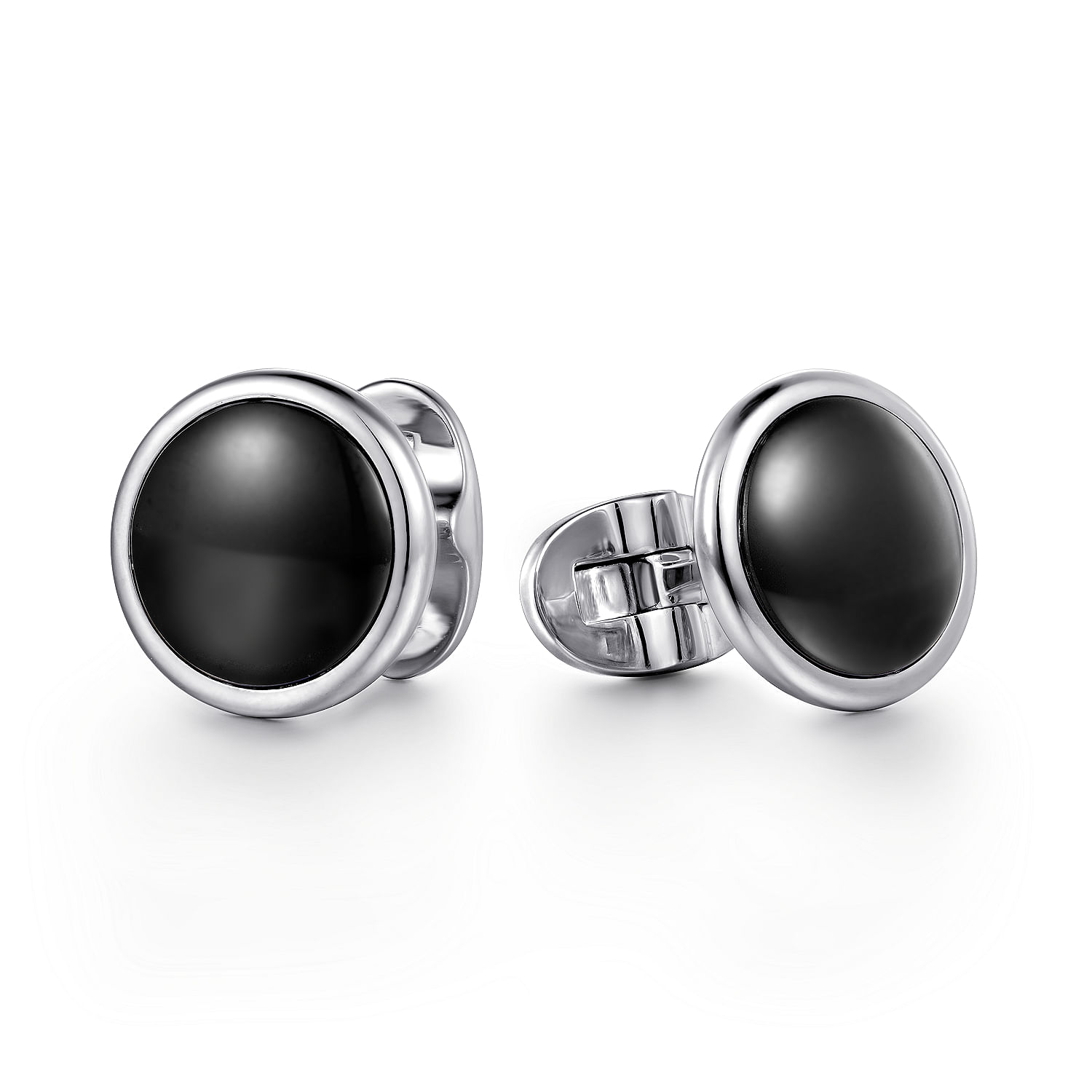 925 Sterling Silver Round Black Onyx Cufflinks | Shop 925 Silver