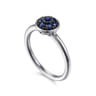 925 Sterling Silver Round Blue Sapphire Cluster Ring