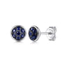 925 Sterling Silver Round Blue Sapphire Cluster Stud Earrings