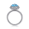 925 Sterling Silver Round Blue Topaz Bezel Set Ring with Bujukan Bead Halo