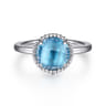 925 Sterling Silver Round Blue Topaz Bujukan Ring