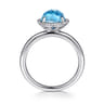 925 Sterling Silver Round Blue Topaz Bujukan Ring