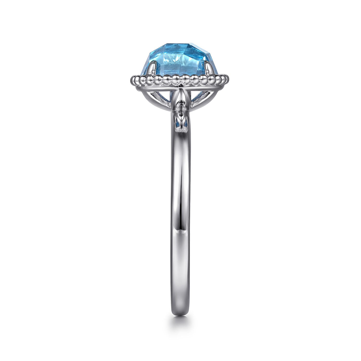 925 Sterling Silver Round Blue Topaz Bujukan Ring - Shot 4