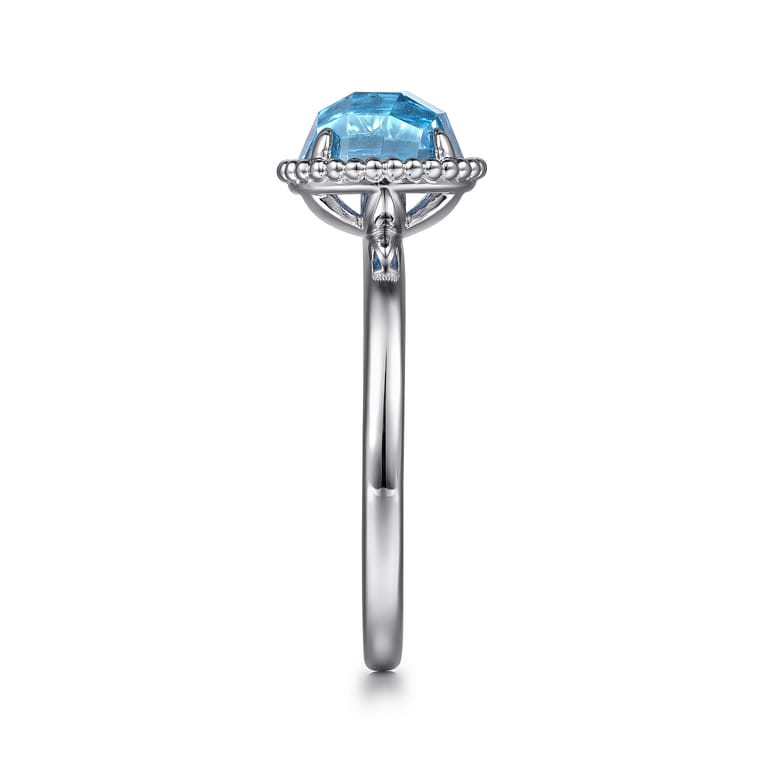 925 Sterling Silver Round Blue Topaz Bujukan Ring - Shot 4