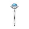 925 Sterling Silver Round Blue Topaz Bujukan Ring