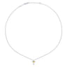 925 Sterling Silver Round Citrine Cross Necklace