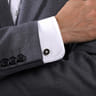 925 Sterling Silver Round Compass Cufflinks Diamond and Onyx - 0.09 ct