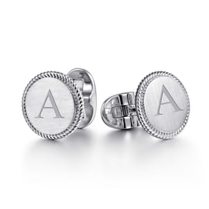 925 Sterling Silver Round Cufflinks with Twisted Rope Trim