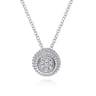 925 Sterling Silver Round Diamond Cluster Pendant Necklace - 0.05 ct