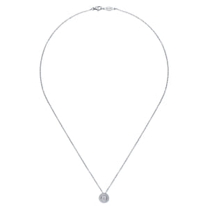 925 Sterling Silver Round Diamond Cluster Pendant Necklace