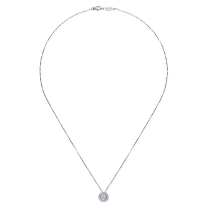 925 Sterling Silver Round Diamond Cluster Pendant Necklace