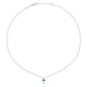 925 Sterling Silver Round Emerald Cross Necklace