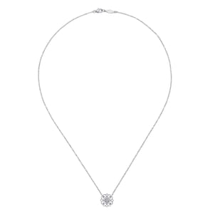 925 Sterling Silver Round Filigree White Sapphire Pendant Necklace