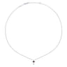 925 Sterling Silver Round Garnet Cross Necklace