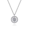 925 Sterling Silver Round Hamsa Pendant Necklace - 0.05 ct