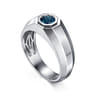925 Sterling Silver Round London Blue Topaz Mens Engagement Ring in High Polish Finish