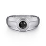 925 Sterling Silver Round Onyx Mens Engagement Ring in High Polish Finish