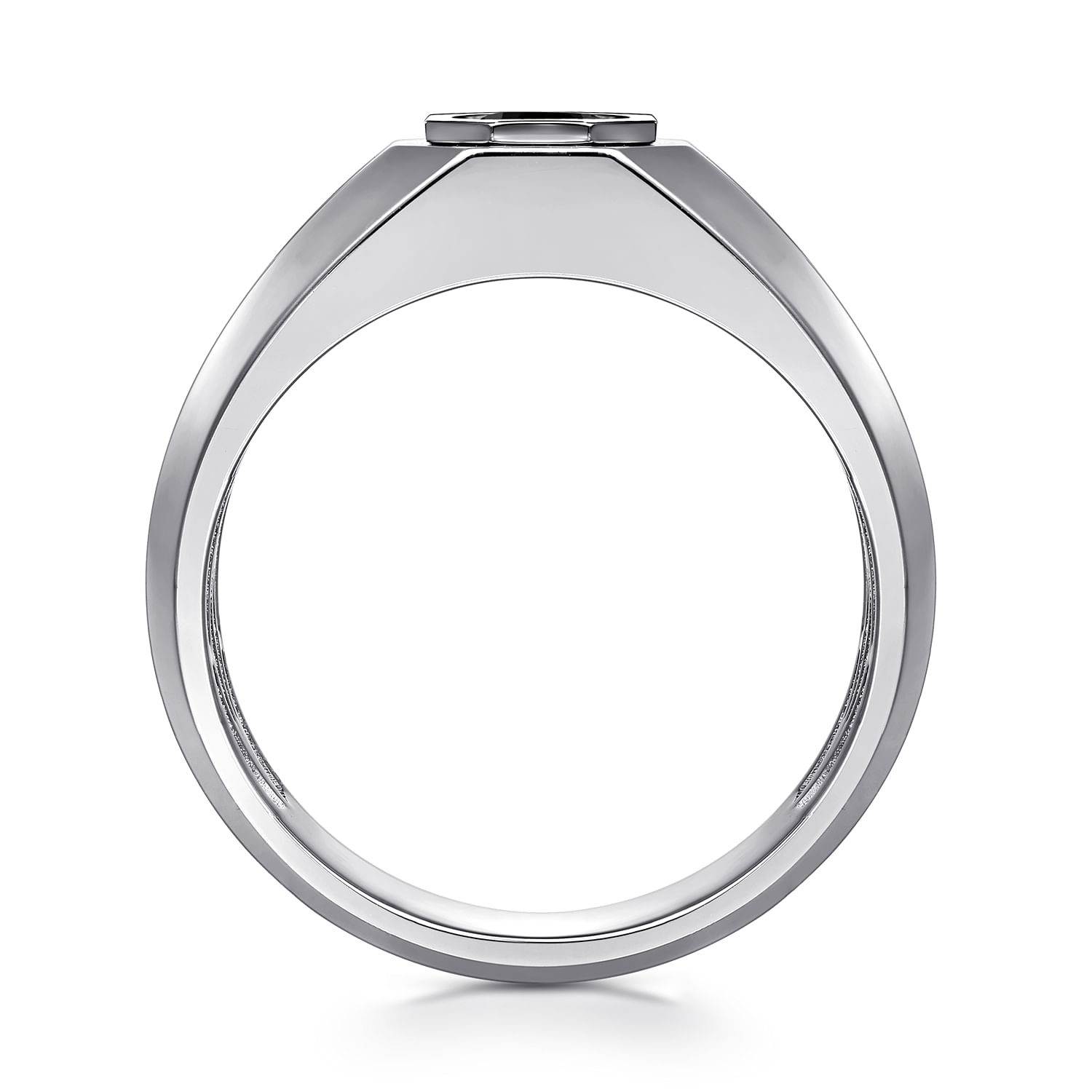 925 Sterling Silver Round Onyx Mens Engagement Ring in High Polish Finish