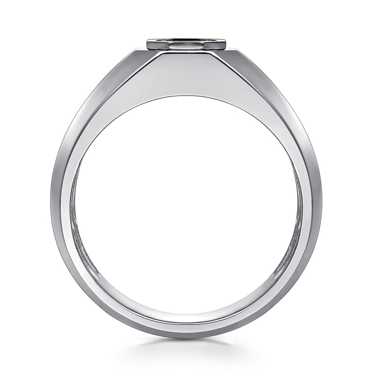 925 Sterling Silver Round Onyx Mens Engagement Ring in High Polish Finish - Shot 2