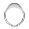 925 Sterling Silver Round Onyx Mens Engagement Ring in High Polish Finish