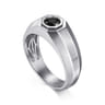925 Sterling Silver Round Onyx Mens Engagement Ring in High Polish Finish