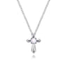 925 Sterling Silver Round Opal Cross Pendant Necklace