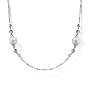 925 Sterling Silver Round Pearl Bujukan Necklace