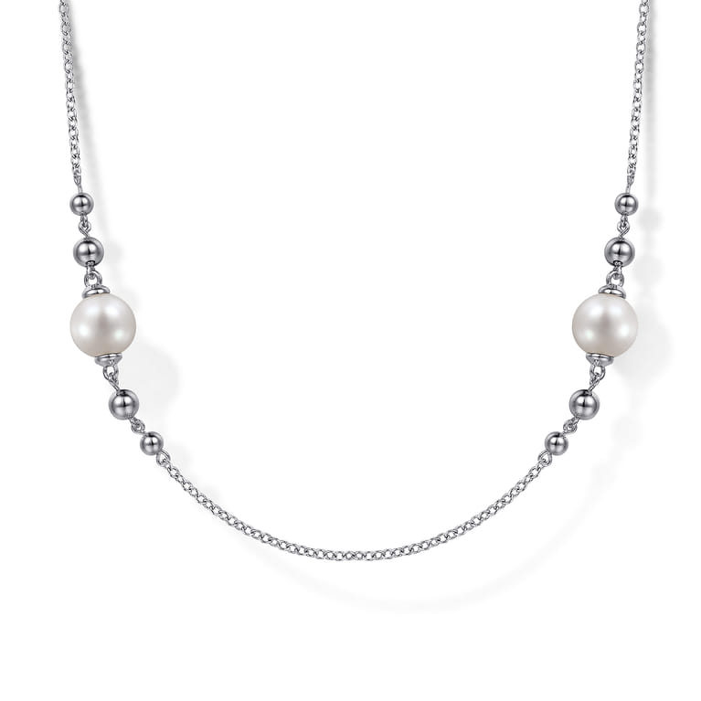 925 Sterling Silver Round Pearl Bujukan Necklace - Shot 1