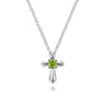 925 Sterling Silver Round Peridot Cross Necklace
