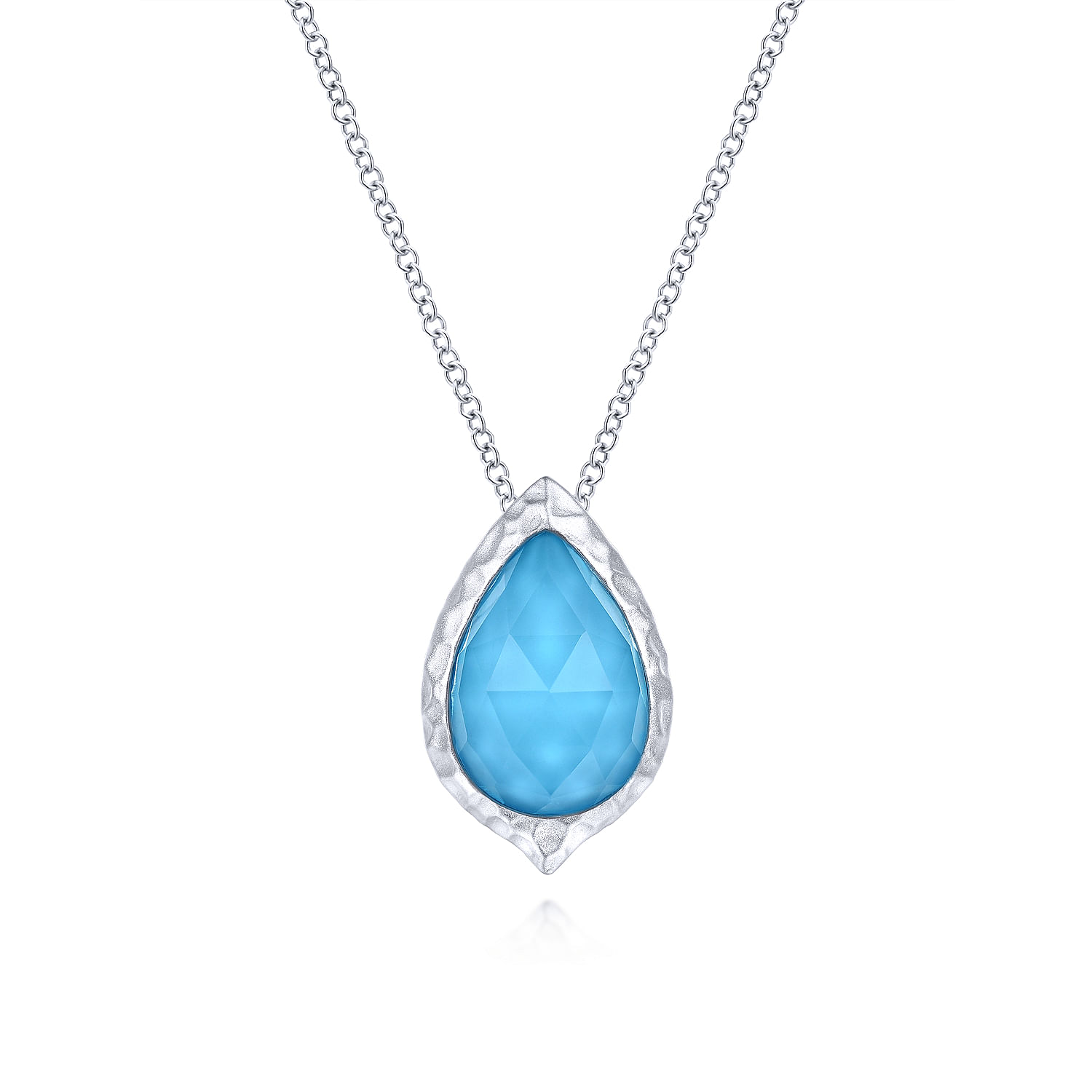 ネックレス・ペンダント TATIANA (Silver 925) Gleaming Rings necklace 5BSH095 925 Sterling Silver Round Rock Crystal Turquoise Doublet