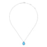 925 Sterling Silver Round Rock Crystal Turquoise Doublet Teardrop Pendant Necklace