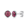 925 Sterling Silver Round Ruby Cluster Stud Earrings