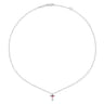 925 Sterling Silver Round Ruby Cross Pendant Necklace