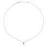 925 Sterling Silver Round Sky Blue Topaz Cross Necklace