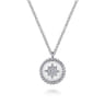 925 Sterling Silver Round Star Pendant Necklace - 0.04 ct