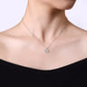 925 Sterling Silver Round Star Pendant Necklace - 0.04 ct