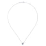925 Sterling Silver Round White Sapphire Cluster Pendant Necklace with Side Bezel Diamond - 0.02 ct