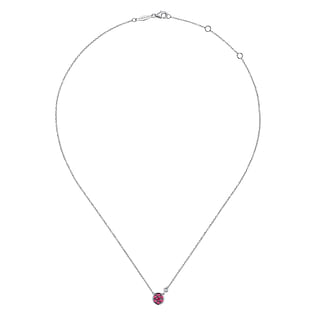 925-Sterling-Silver-Ruby-Cluster-And-Diamond-Pendant-Necklace2