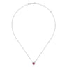 925 Sterling Silver Ruby Cluster And Diamond Pendant Necklace - 0.02 ct