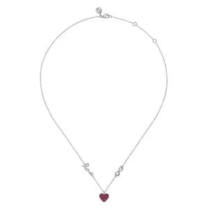 925 Sterling Silver Ruby Heart Love Infinity Necklace