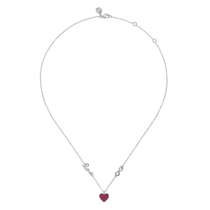 925 Sterling Silver Ruby Heart Love Infinity Necklace