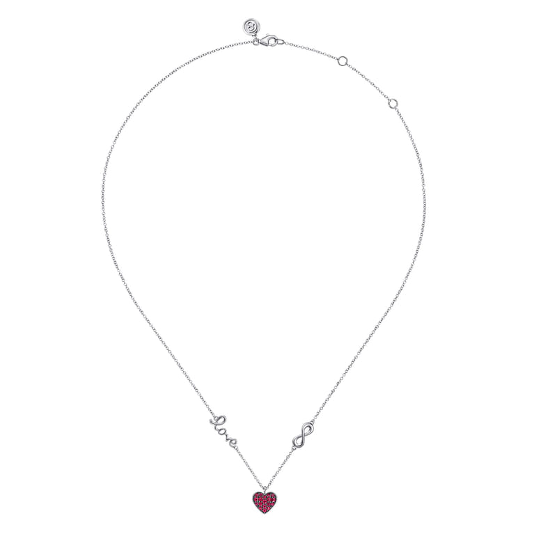 925 Sterling Silver Ruby Heart Love Infinity Necklace - Shot 2