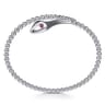 925 Sterling Silver Ruby Snake Bujukan Bypass Bangle Bracelet