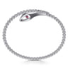 925 Sterling Silver Ruby Snake Bujukan Bypass Bangle Bracelet